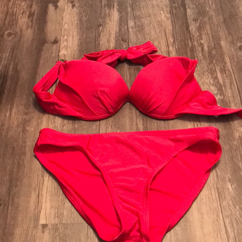 Size small coral colored two piece suit